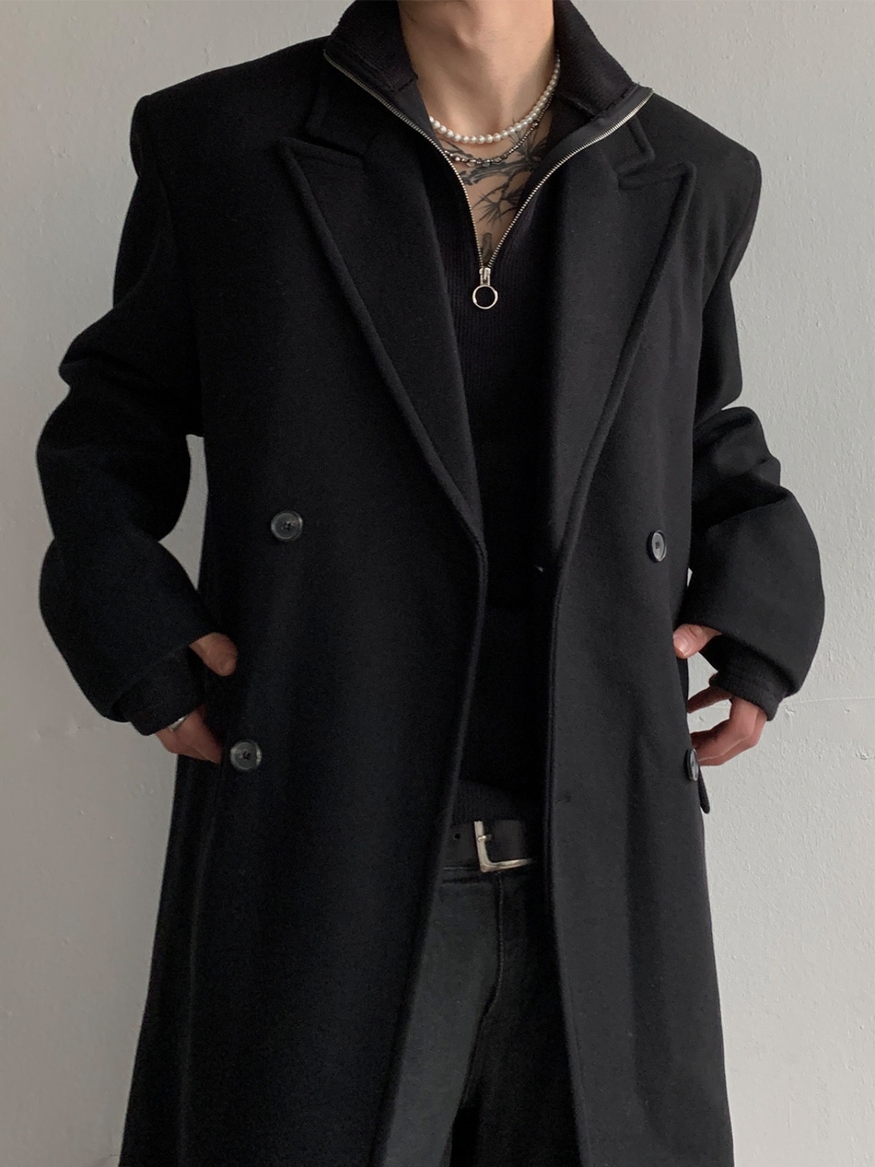 Heavy Double Wool Coat (Black)