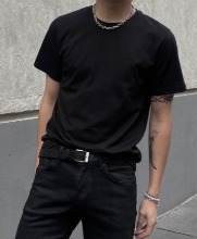 slim fit half t-shirt (black)